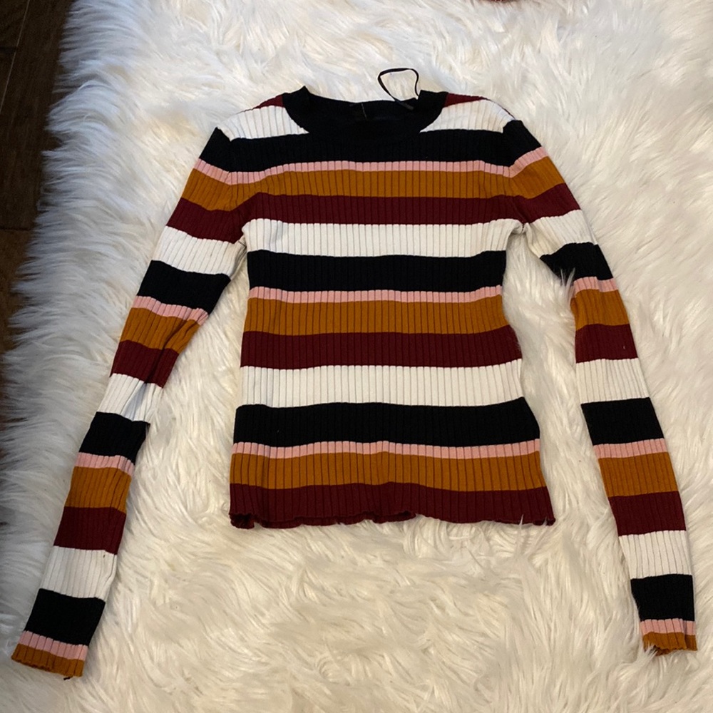 Multi-colored striped long sleeve shirt
